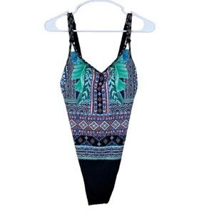 NEW Amoena Boho Vibe One-Piece Swimsuit Sz 38C V-Neck Adjustable Straps